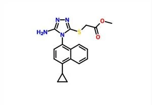মিথাইল 2-((5-amino-4- (4-cyclopropylnaphthalen-1-yl) -4H-1,2,4-triazol-3-yl) thio) acetate CAS 878671-98-8